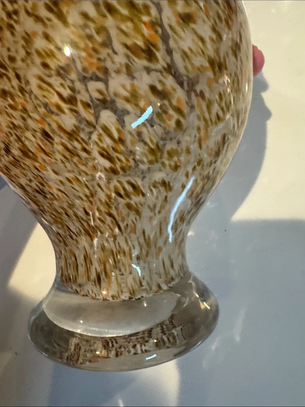 Bird Glass Vintage Speckled Pigeon Hawk White Brown Orange